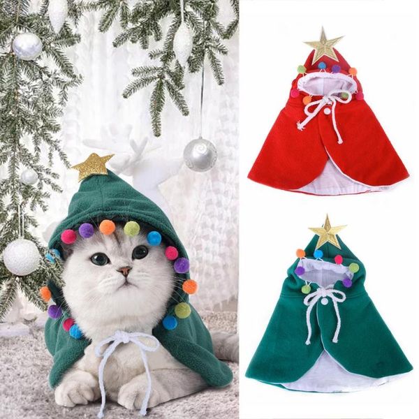 Chat Costumes Pet Chien Chiot Écharpe Rouge Chapeau Vêtements De Noël Vêtements Chauds Manteau Année