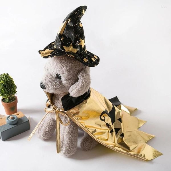 Disfraces para gatos Perros de compañía Disfraz de fiesta de Halloween Traje Moda Sombrero de bruja Capa Cachorro Vestir ropa Cosplay Po Props