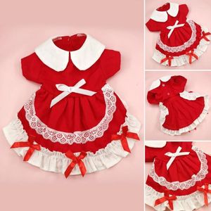 Costumes de chat Robe pour animaux de compagnie Été Petit chien Chiot Vêtements Collier de poupée Lolita Dentelle florale Bowknot Ourlet à volants Fournitures de printemps à deux pattes