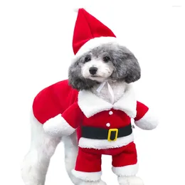 Costumes de chat Vêtements drôles pour animaux de compagnie Vêtements de Noël Manteau polaire chaud Chiot Chien de haute qualité Mode Noël Père Noël Costume debout