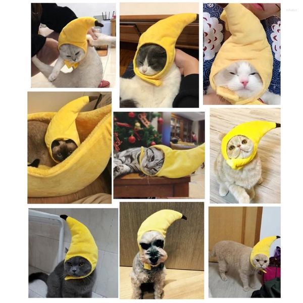 Disfraces para gatos, sombrero para mascotas, forma de plátano, sombreros divertidos, accesorios para cachorros, cubierta para la cabeza para perros, disfraz, suministros para gatitos