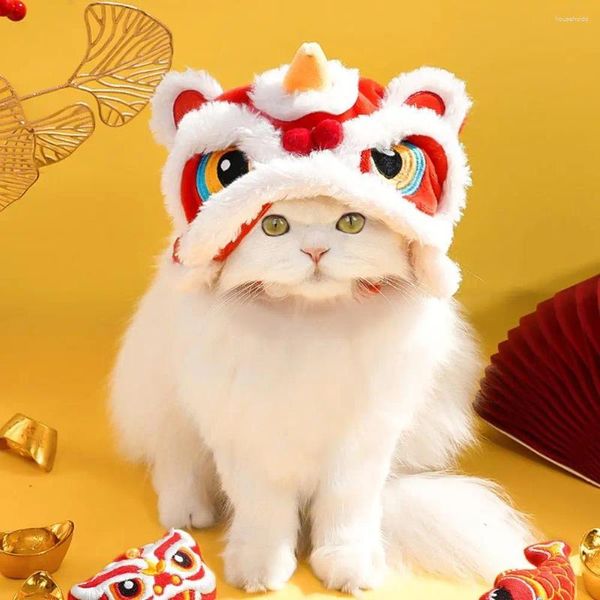 Disfraces de gato mascota león sombrero de danza año chino perro lindo peluche para cachorro vestido de vacaciones suministros de disfraces