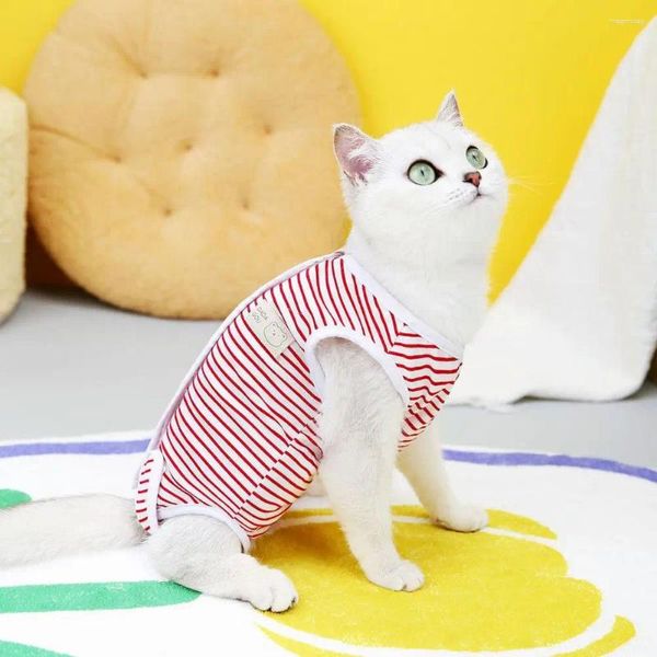 Disfraces de gato Ropa de recuperación de mascotas Traje de castración a rayas coloridas Cierre de cinta Ropa para perros Gatos Pequeños