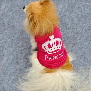 Costumes de chat T-shirt pour animaux de compagnie Costume d'été Petit chien Vêtements mignon imprimé gilet chemise vêtements pour printemps et motif de couronne respirant