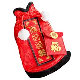 Disfraces de gato Ropa de año para mascotas Disfraz de fiesta Vestido de dinastía Tang chino con sobre rojo 2598