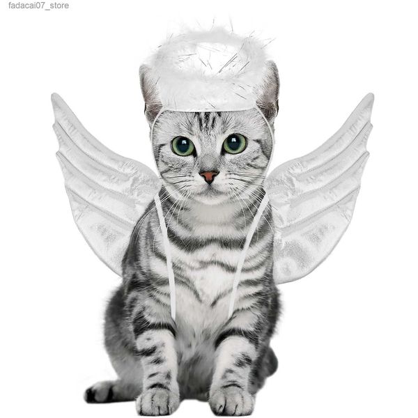 Disfraces para gatos POPETPOP Disfraz de Halloween con forma de alas de ángel para mascotas, ropa de cambio de imagen para mascotas, disfraz de Cosplay elegante, suministros de ropa para mascotas para gatos y mascotas YQ231019