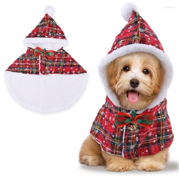 Costumes de chat, cape de chiot pour noël, Capes confortables à capuche pour chiens avec nœud papillon, vêtements d'hiver pour chiens, thème de fête