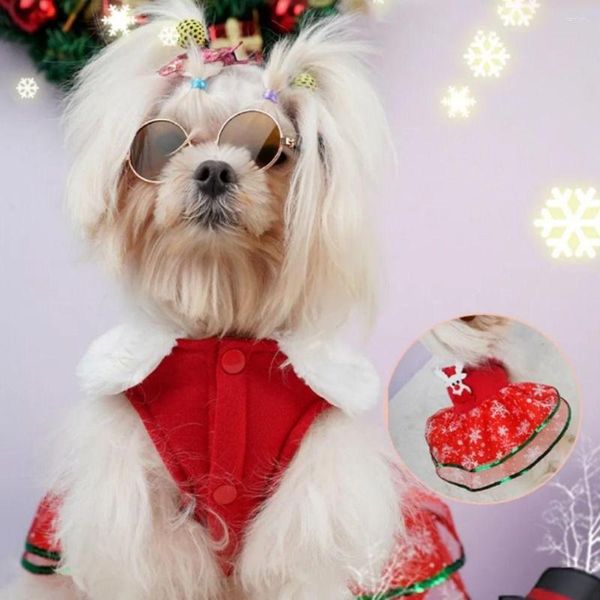 Disfraces de gato Papá Noel/Alce Vestido navideño para perros Falda de alce de poliéster suave Cómoda Claus roja/verde