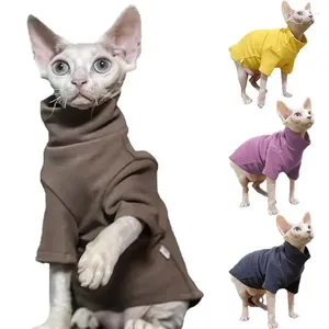 Trajes de gato macio s pijamas roupas grossas camisa roupas inverno pet dachshund para pulôver quente pequenos cães sphynx sem pêlos