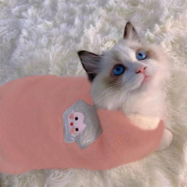 Costumes de chats vêtements épaissis doux mode pelues sans manches pour animaux de compagnie hiver