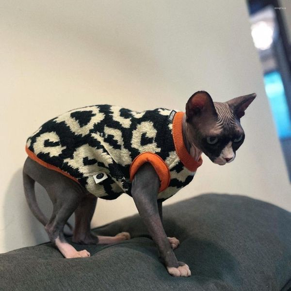 Disfraces de gato Ropa Sphnx Pierna corta Punto Vintage Suéter Devon Rex Invierno Grueso Ropa de casa Abrigo Mangas largas Loungewear para mascota