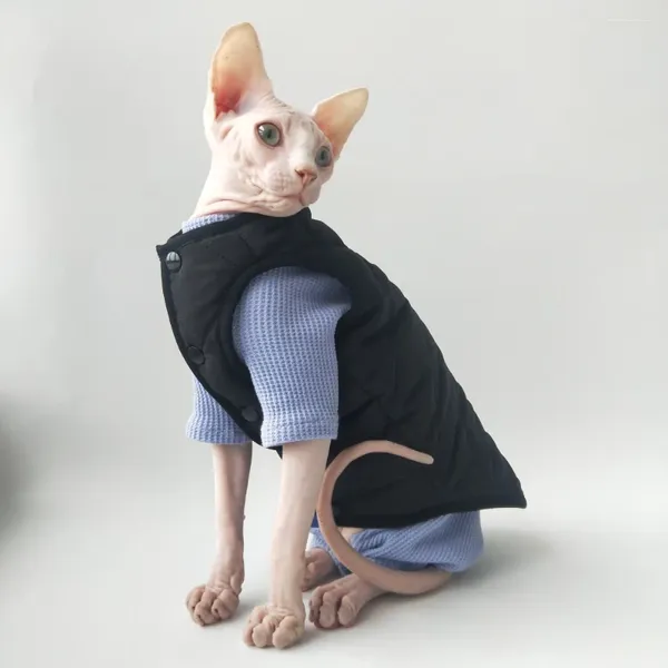 Costumes de chat Sphynx à 4 pattes avec duvet, ensemble pour animaux de compagnie, en coton, doux, chaton, manteau, veste, tenue pour chiot, automne et hiver