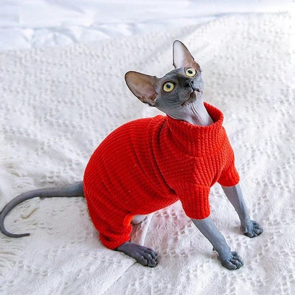 Disfraces de gato Ropa Sphynx Otoño Invierno Cálido Mono para mascotas Sudaderas con capucha Pijamas de gatito suave para gatos Sphinx Devon