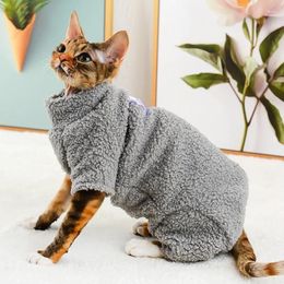 Costumes pour chats Sphynx, vêtements d'hiver chauds pour animaux de compagnie, combinaison à capuche, polaire douce, chaton, pyjama sans poils pour chats Sphinx Devon
