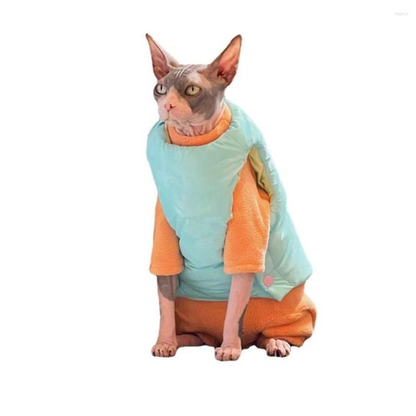 Costumes de chat Sphynx coton vêtements hiver épaissi blanc canard doudoune pour vêtements sans poils Devon Rex Kitty tenues gilet