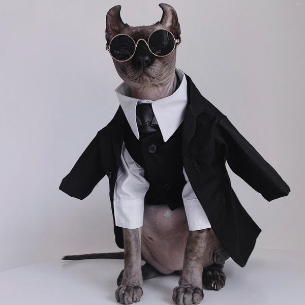 Costumes de chat Sphynx vêtements sans poils Sphinx Devon automne hiver robe anglaise costume de mariage animal de compagnie Gentleman beau manteau Cool