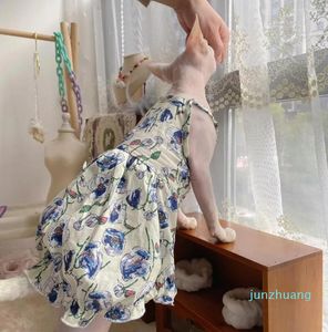 Katkostuums Sphynx slip jurk kanten bloemen katoenen rok voor haarloze kleding 45 Materiaal Devon Rex Summer Spring Outderwear