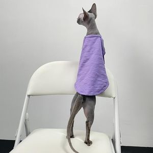 Katkostuums Sphynx Vest Katoen Spring Zomer Soilde Haarloze kleding Kitten Mouwloze T -shirt Puppy Kleine honden Kleding voor sfinx