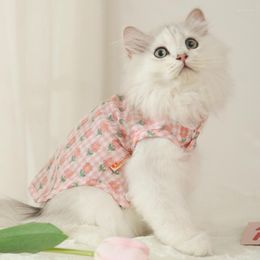 Disfraces de gato chaleco Floral de verano ropa para mascotas para gatos perros camisas ropa gatito pequeños trajes Chihuahua Yorkie abrigo fino