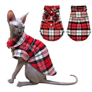Chat Costumes été vêtements pour animaux de compagnie pour petits chats Sphynx classique chemises à carreaux coton chaton T-shirt chiot chien gilet vêtements