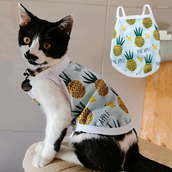 Disfraces de gato, ropa de verano para cachorros, chaleco para mascotas con estampado de dibujos animados dulces para gatos, perros pequeños, malla transpirable, ropa para mascotas de bajo precio