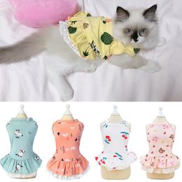 Cat Costumes zomer kleine honden kleding rok katoen gezellig huisdier jurken kleding voor katten schattige print kitten prinses jurk ropa para gatos