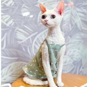 Chat Costumes D'été Sphynx Pet Gilet Vêtements Coton Chatons Chemise Pour Sphinx Respirant Chats Camisole Doux Devon Rex Fleur Vêtements