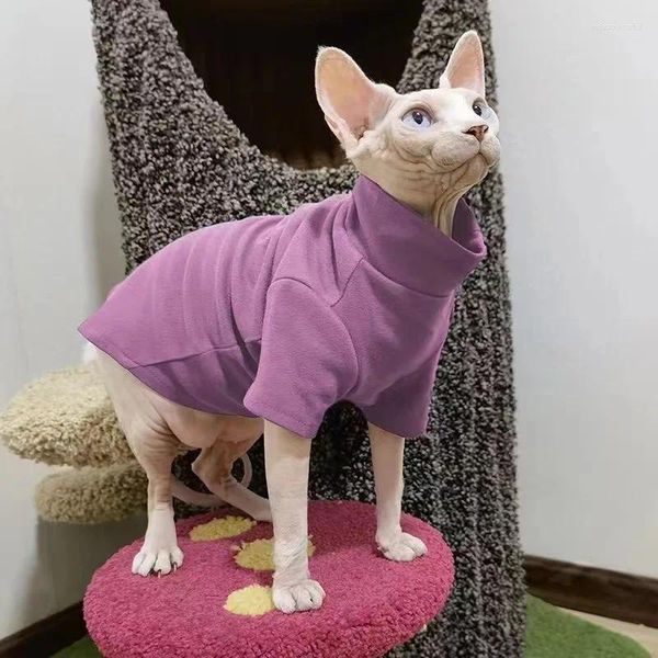 Costumes de chat Super doux pull sans poils mode d'hiver épaissir chaud Sphynx vêtements confortable col roulé gilet veste manteau de chien