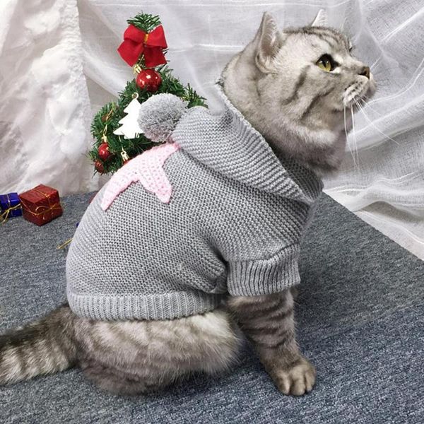 Suéter de disfraces de gato, abrigo con patrón de pentagrama de punto Adorable, ropa cálida de estilo nórdico de fibra acrílica para mascotas