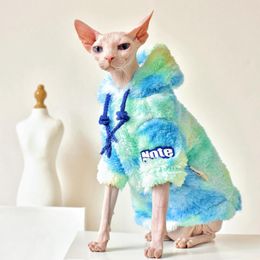 Cat Costumes Tie Dye Kitten Outfits Herfst Winterkleding Dikke Sphinx kostuum Devon Rex Hairless Pet Sphynx