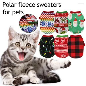 Kattenkostuums Winterfleece Kerst Huisdierenkleding voor kleine honden Trui Sterpatroon Hond Sweatshirt Korte mouwen Ronde hals Mode