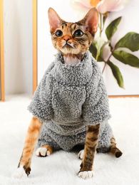 Costumes de chat hiver polaire Sphinx vêtements col roulé combinaison sans poils quatre jambes manteau
