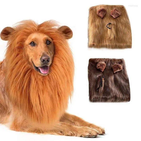 Disfraces de gato, peluca cálida de invierno para mascotas, ropa de Cosplay para perros con melena de león, sombrero con pelucas para fiesta, accesorios de juguete