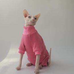 Vestuario de gato wmx sphinx ropa sin pelo rosa otoño de invierno protección del vientre de cuatro patas