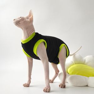 Cat Costumes WMXZ Sphinx Hairless Deskled Warme herfst Winterbuik mouwloze vierbenige vacht Pet Dog Jumpsuit Outfit Soft Jacket Katoen