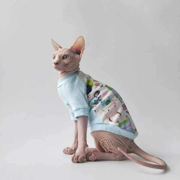 Costumes de chat WMXZ Sphinx sans poils Kitty vêtements chien combinaison tenue manteau T-shirt pour animaux de compagnie Costume robe d'été sweats à capuche coton Sphynx chemise