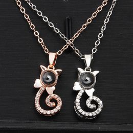 Cat Couples Kettingen 100 Talen Ketting Romantische Love Memory Wedding Necklace