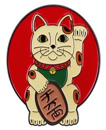 Kat Leuke Japanse Cartoon Retro gelukkige kat Broche Metalen Badge Pin Knop Kleding Rugzak Sieraden Whole2273889