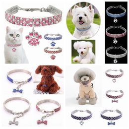 Collares para perros y gatos con diamantes de imitación en forma de corazón, suministros para collares para mascotas, collares de cristal para cachorros y Chihuahua, Collar para perros, correas para perros