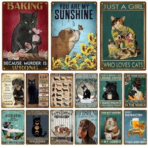 Kat Hond Metalen Schilderij Vintage Stijl Stickers Tin Plaque Retro Poster Metalen Plaat Voor Man Cave Home Bar Pet Shop muur Decor 20cmx30cm Woo