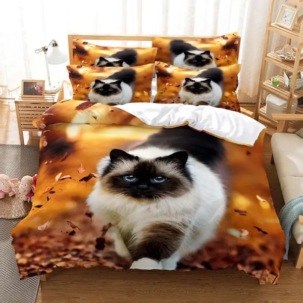 Ensemble de couvercle de couette de chat ensemble de literie à thème mignon pour kitty pour les enfants filles 2 / 3pcs simples doubles reine king size couvre-lit de lit de lit