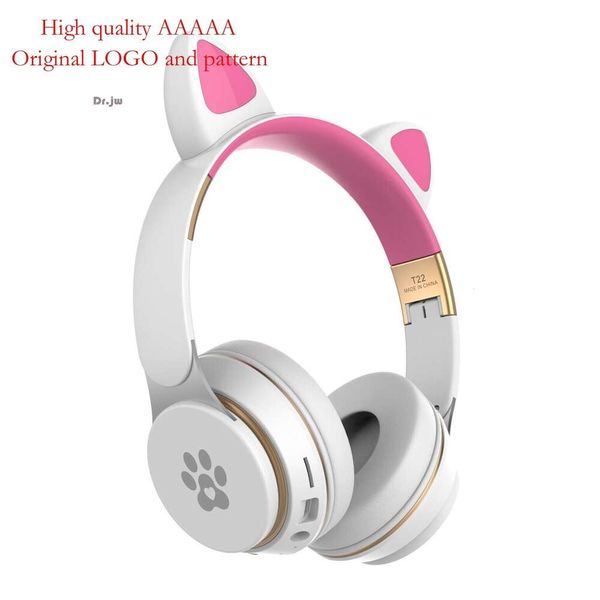 Cat Ear Glow Bluetooth 5.0 Écouteurs sans fil avec carte pliante Jeu de musique Mai