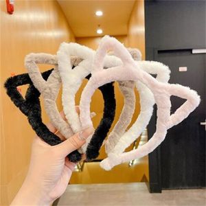 Bandeau oreilles de chat en peluche, fourrure d'hiver, lapin, cerceau pour femmes, accessoires pour cheveux, couvre-chef de Costume de fête