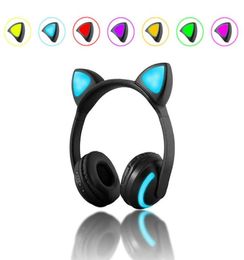 Chat oreille casque 7 couleur clignotant brillant casque écouteur Bluetooth casque pour filles enfants jeu lapin cerf diable oreille Headb3673019