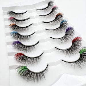 Cat Eye Wimpers Natural Fluffy Gekleurde Volledige strip Lashes Extension Wispy 3D Effect Volume Soft Eyelash voor dagelijks