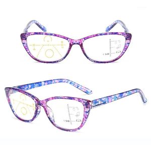 Cat Eye Progressive Multifocus Ultralight Gafas de lectura Mujer Alta calidad Spring Bisagras Anti Blu Ray Fashion 1 2 3 A 4 Gafas de sol