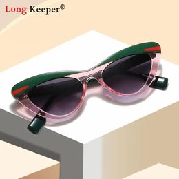 Cat Eye Sunglasses pour femmes hommes Vintage Color Block Sun Sun Verres Designer UV400 Retro Shades Fashion Outdoor OCULOS DE SOL 240410