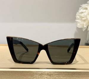Lunettes de soleil œil de chat or Havane/verres verts 570 lunettes pour femmes Sonnenbrille nuances lunettes de soleil Gafas de sol UV400 lunettes avec boîte
