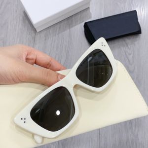 Lunettes de soleil œil de chat ivoire/gris foncé, verres 40187 pour femmes, lunettes d'été gafas de sol Sonnenbrille UV400 avec boîte