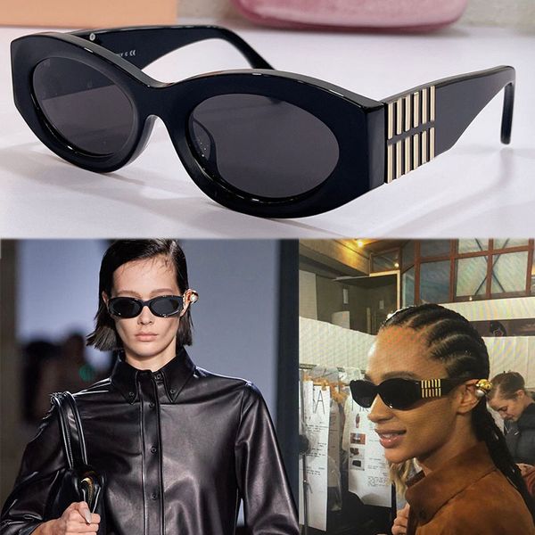 Cat Eye Gafas de sol Moda para mujer Chunky Square Box Runway Designer Gafas de sol Temple Metal Letters Clásico Gafas negras Descanso Compras UV400D Con caja